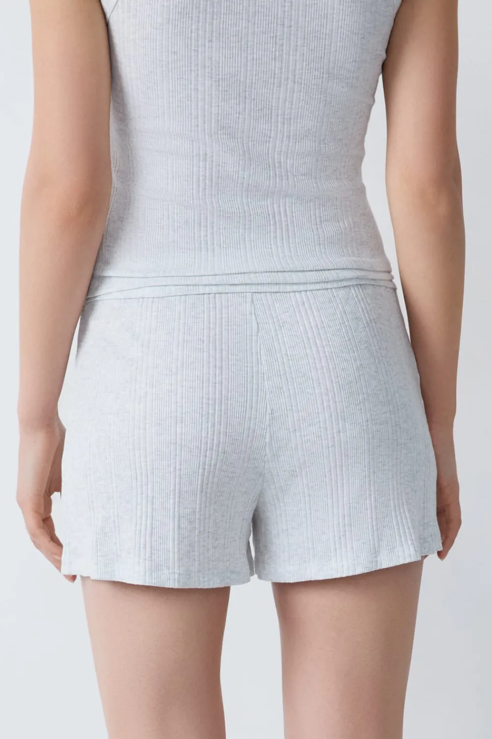 Outlet ETAM Pantalón corto de pijama de algodón acanalado GRIS