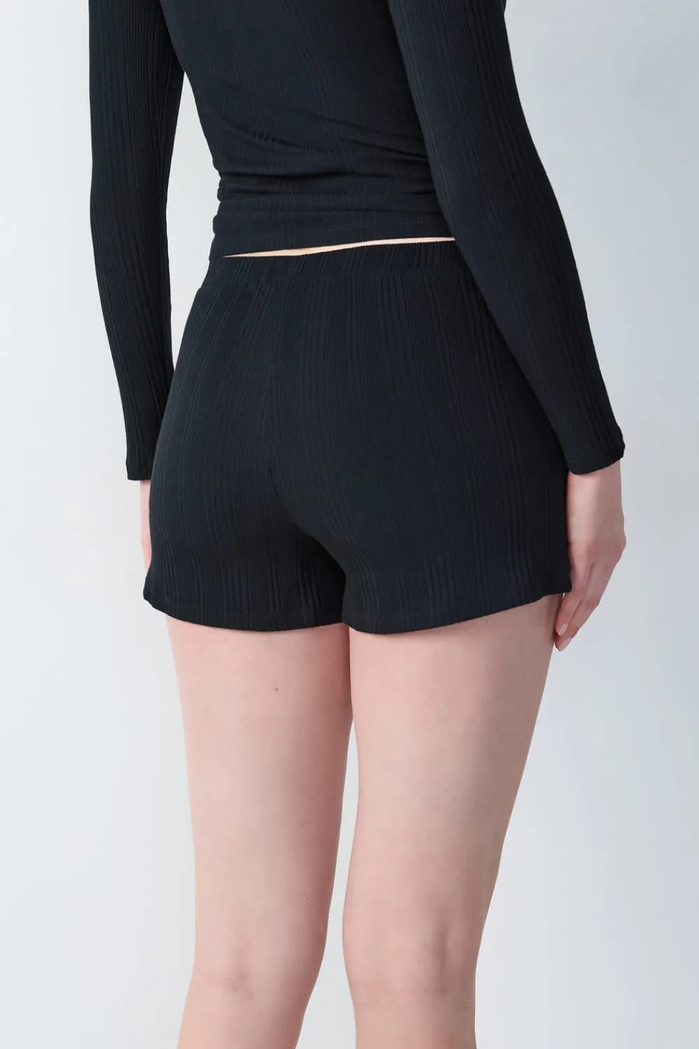 Clearance ETAM Pantalón corto de pijama de algodón de canalé, corte recto NEGRO