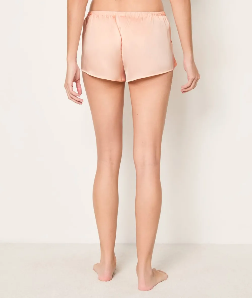 Clearance ETAM Pantalón corto de pijama de satén con detalles de encaje ROSA EMPOLVADO