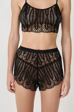 Clearance ETAM Pantalón corto de pijama de encaje NEGRO