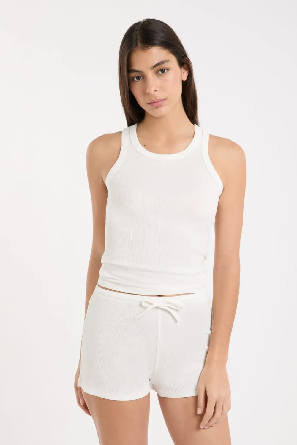 Discount ETAM Pantalón corto de pijama de algodón BLANCO