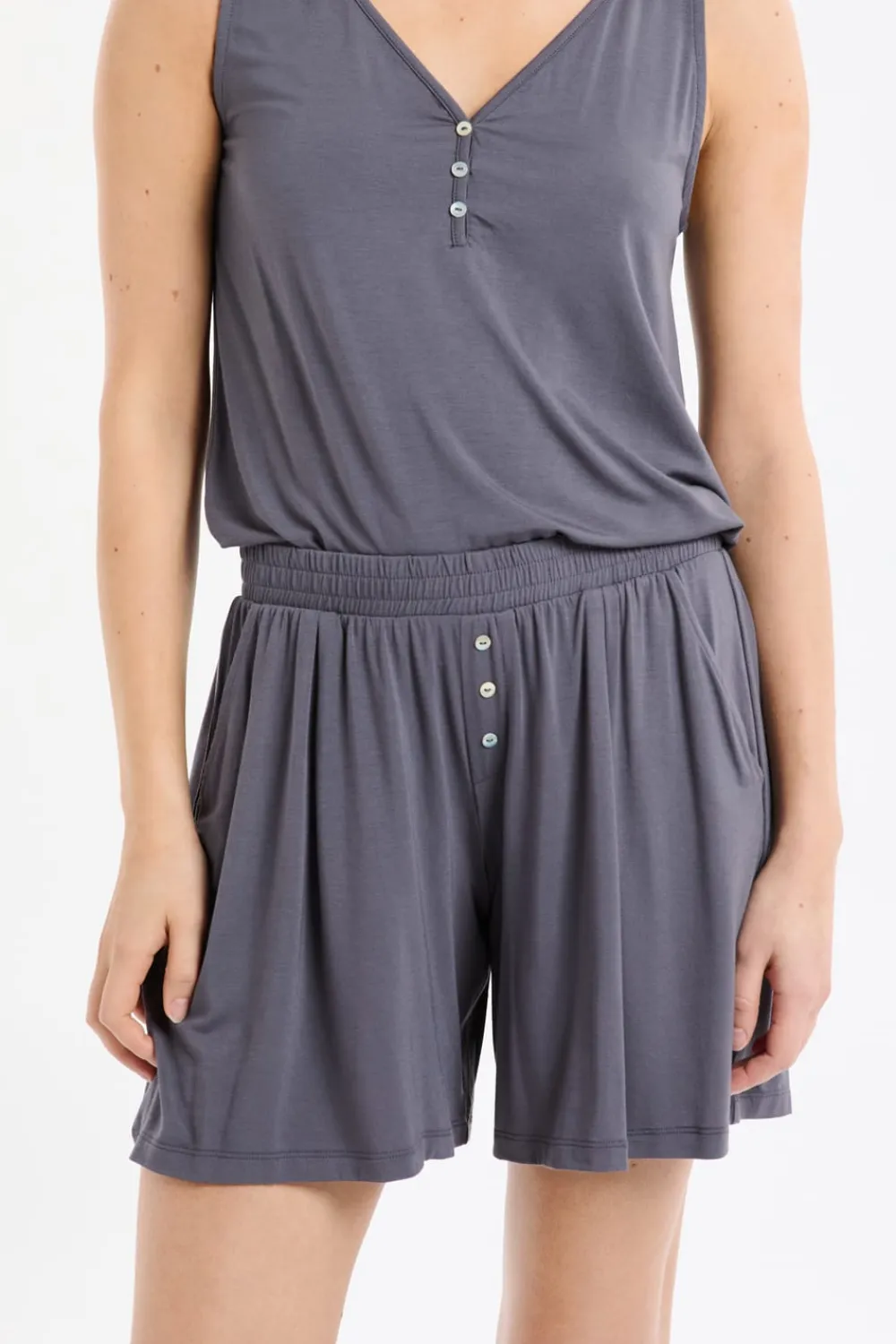 Best ETAM Pantalón corto de pijama liso ANTRACITA