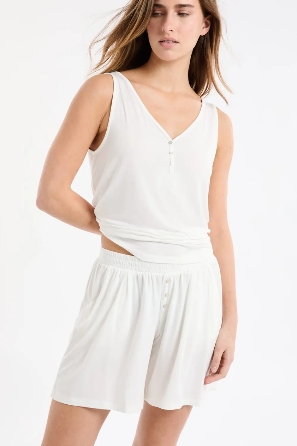 Clearance ETAM Pantalón corto de pijama liso BLANCO CRUDO
