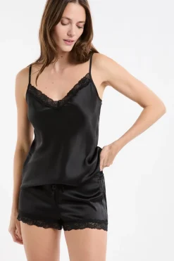 New ETAM Pantalón corto de seda NEGRO