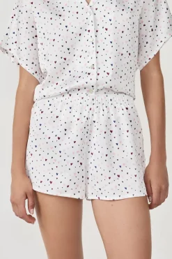Clearance ETAM Pantalón cortos de pijama de satén con estampado de corazones MULTICOLOR
