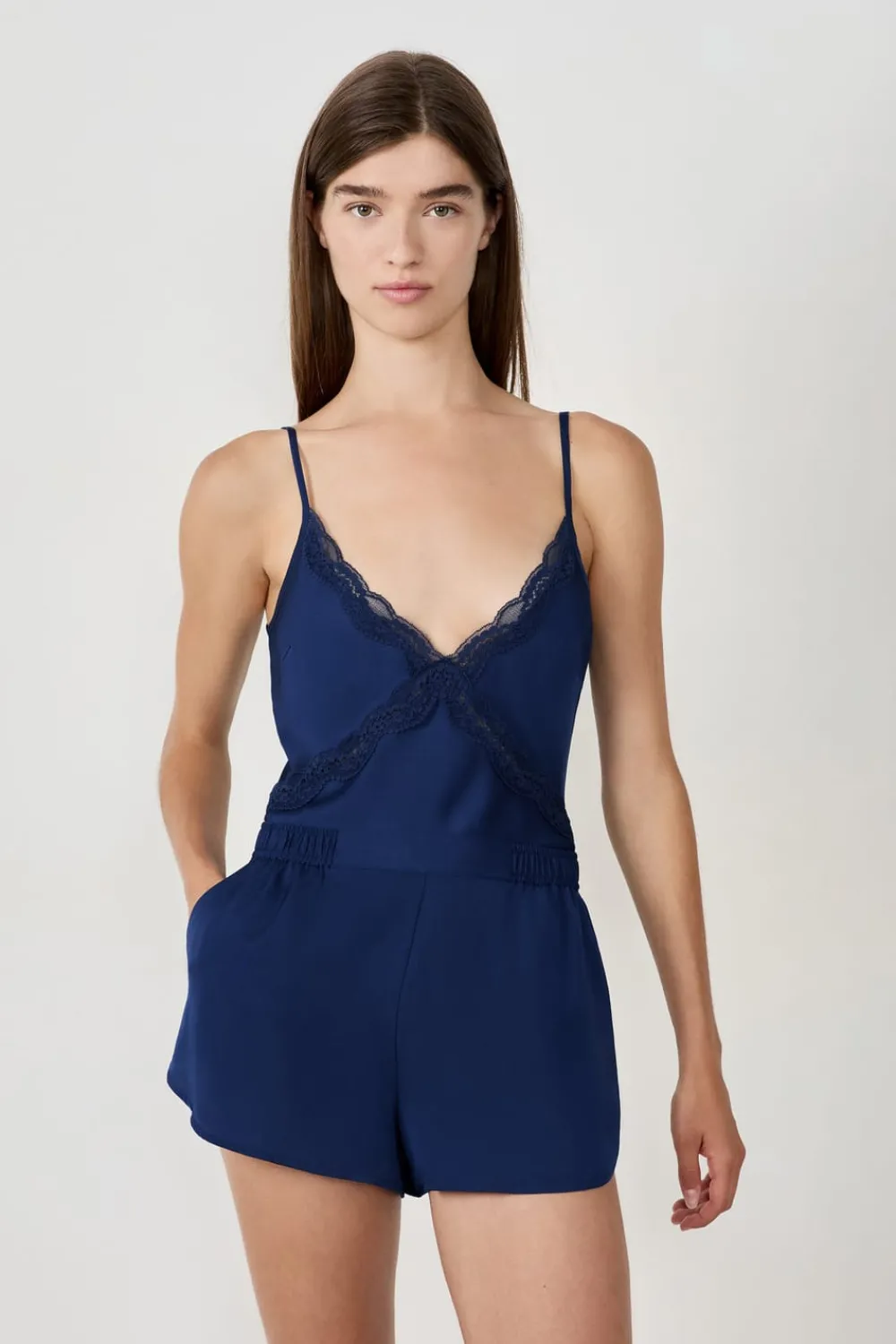 ETAM Pantalón cortos de pijama de satén AZUL MARINO