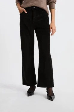 Sale ETAM Pantalón de algodón con efecto terciopelo NEGRO