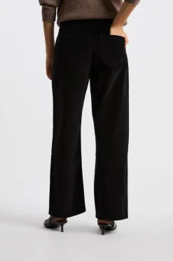 Sale ETAM Pantalón de algodón con efecto terciopelo NEGRO