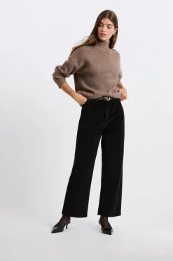 Sale ETAM Pantalón de algodón con efecto terciopelo NEGRO