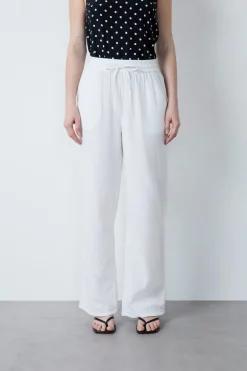 Best ETAM Pantalón de algodón nido de abeja BLANCO