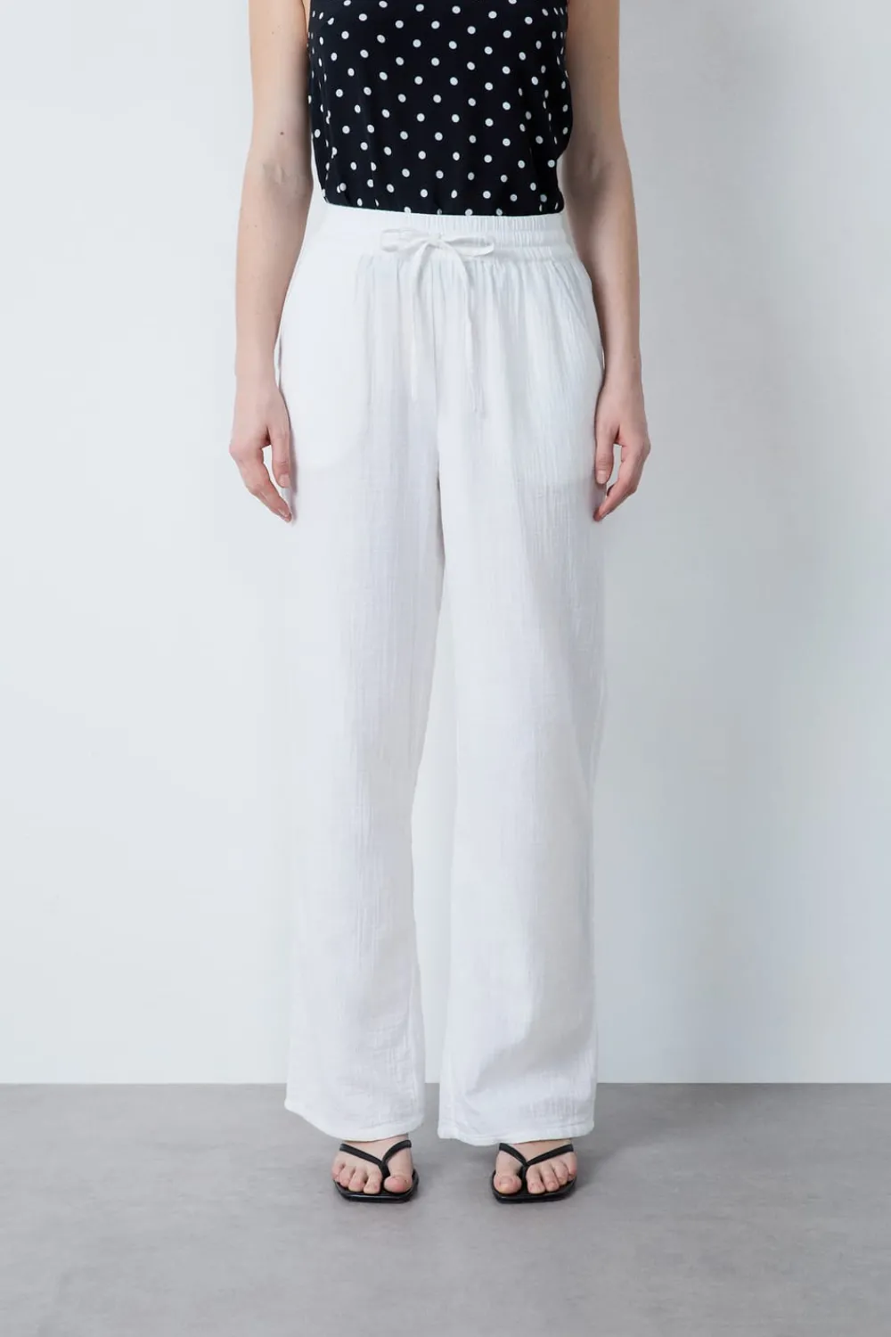 Best ETAM Pantalón de algodón nido de abeja BLANCO