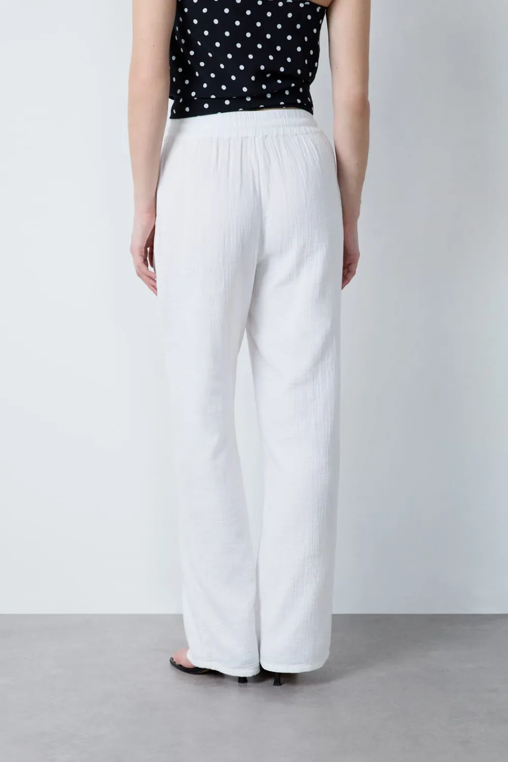 Best ETAM Pantalón de algodón nido de abeja BLANCO