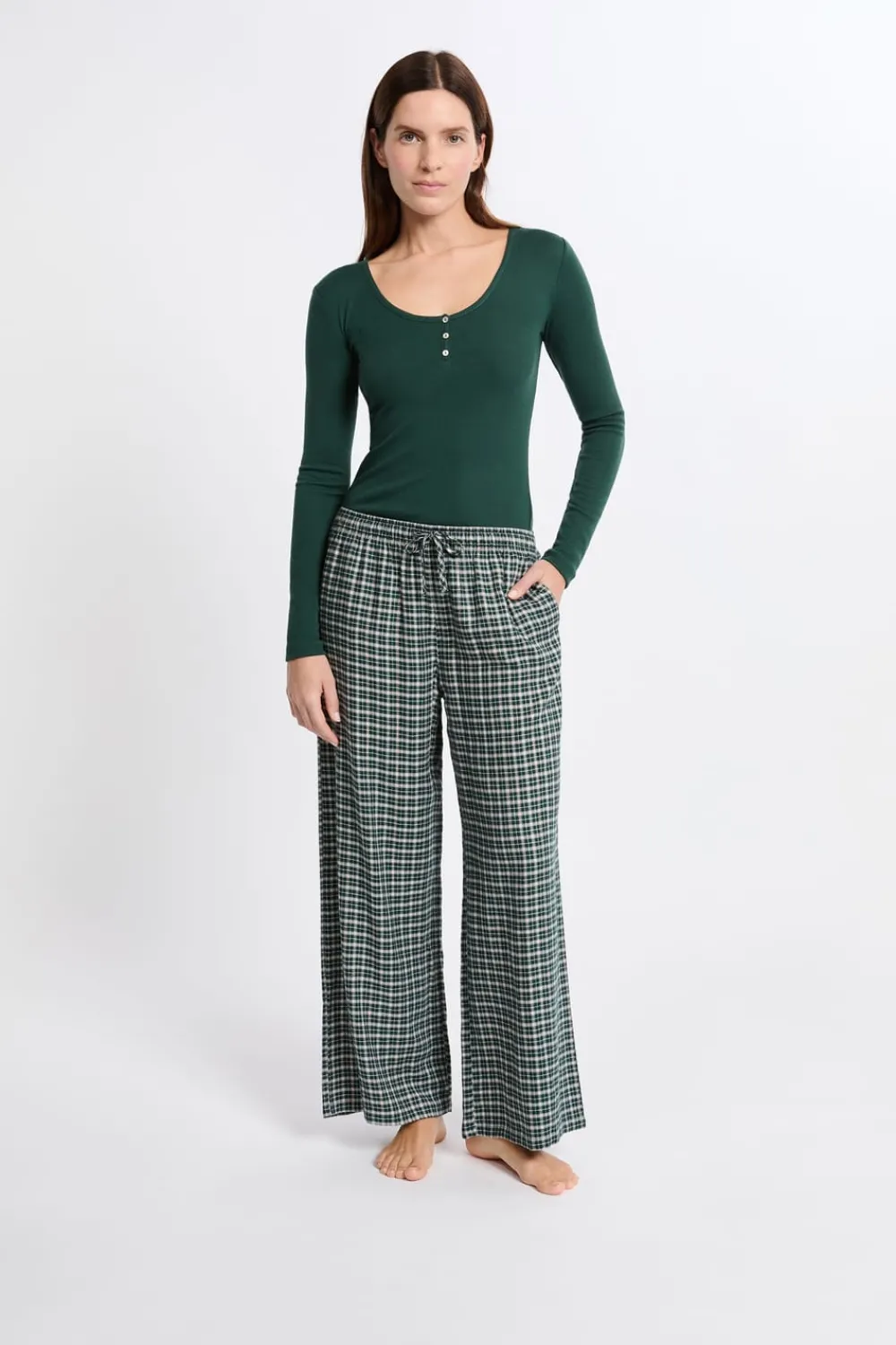 Discount ETAM Pantalón de pijama a cuadros VERDE