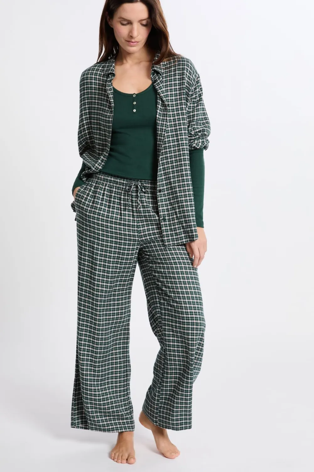 Discount ETAM Pantalón de pijama a cuadros VERDE