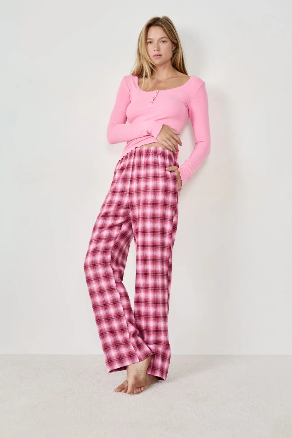 Sale ETAM Pantalón de pijama a cuadros ROSA