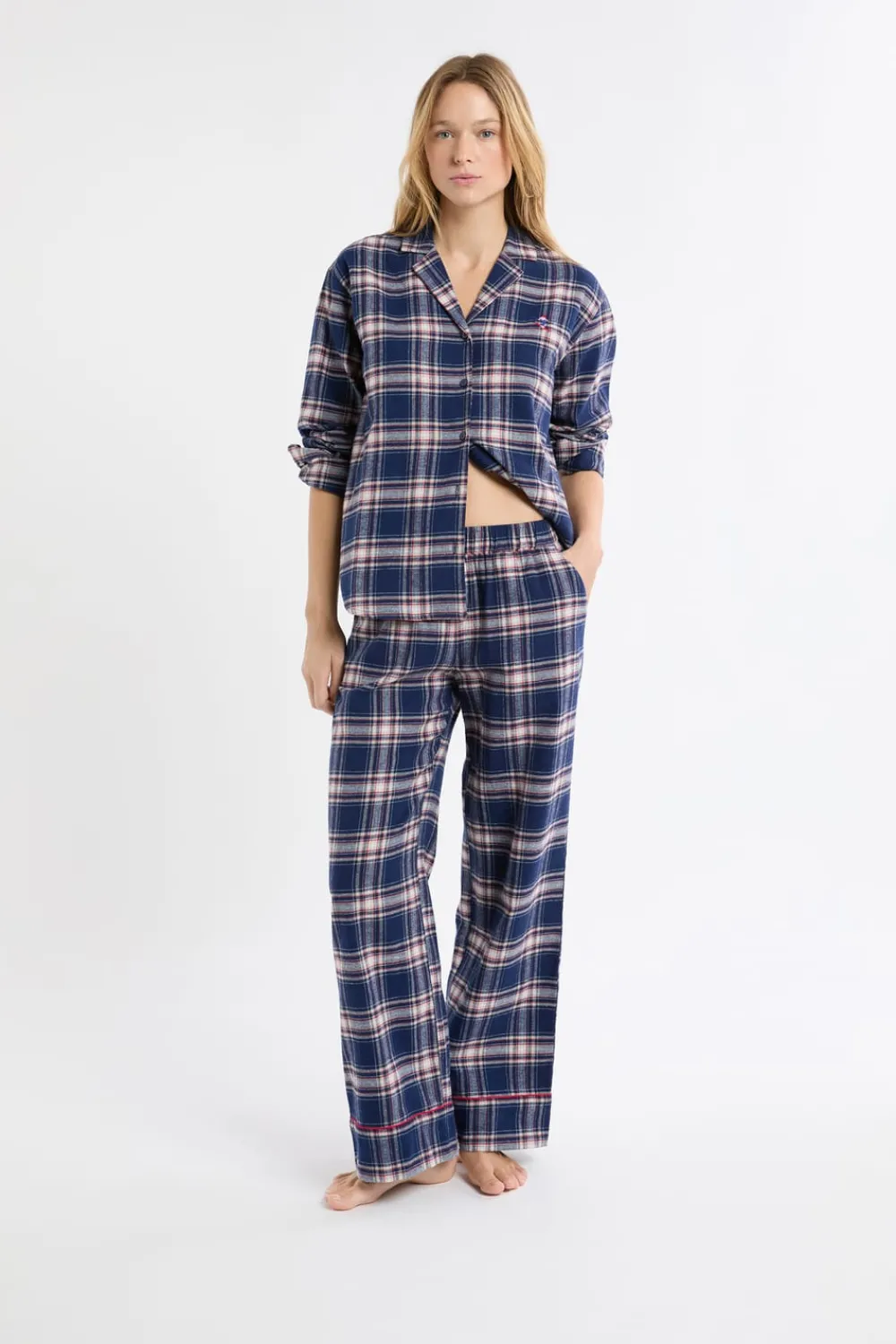 Discount ETAM Pantalón de pijama a cuadros de algodón marino
