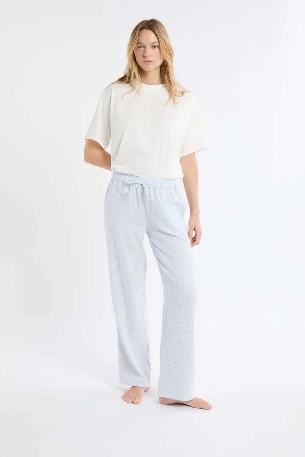 New ETAM Pantalón de pijama a cuadros de algodón AZUL