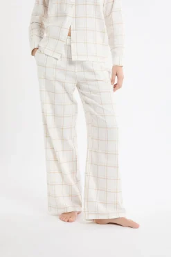 Hot ETAM Pantalón de pijama a cuadros de algodón BEIGE