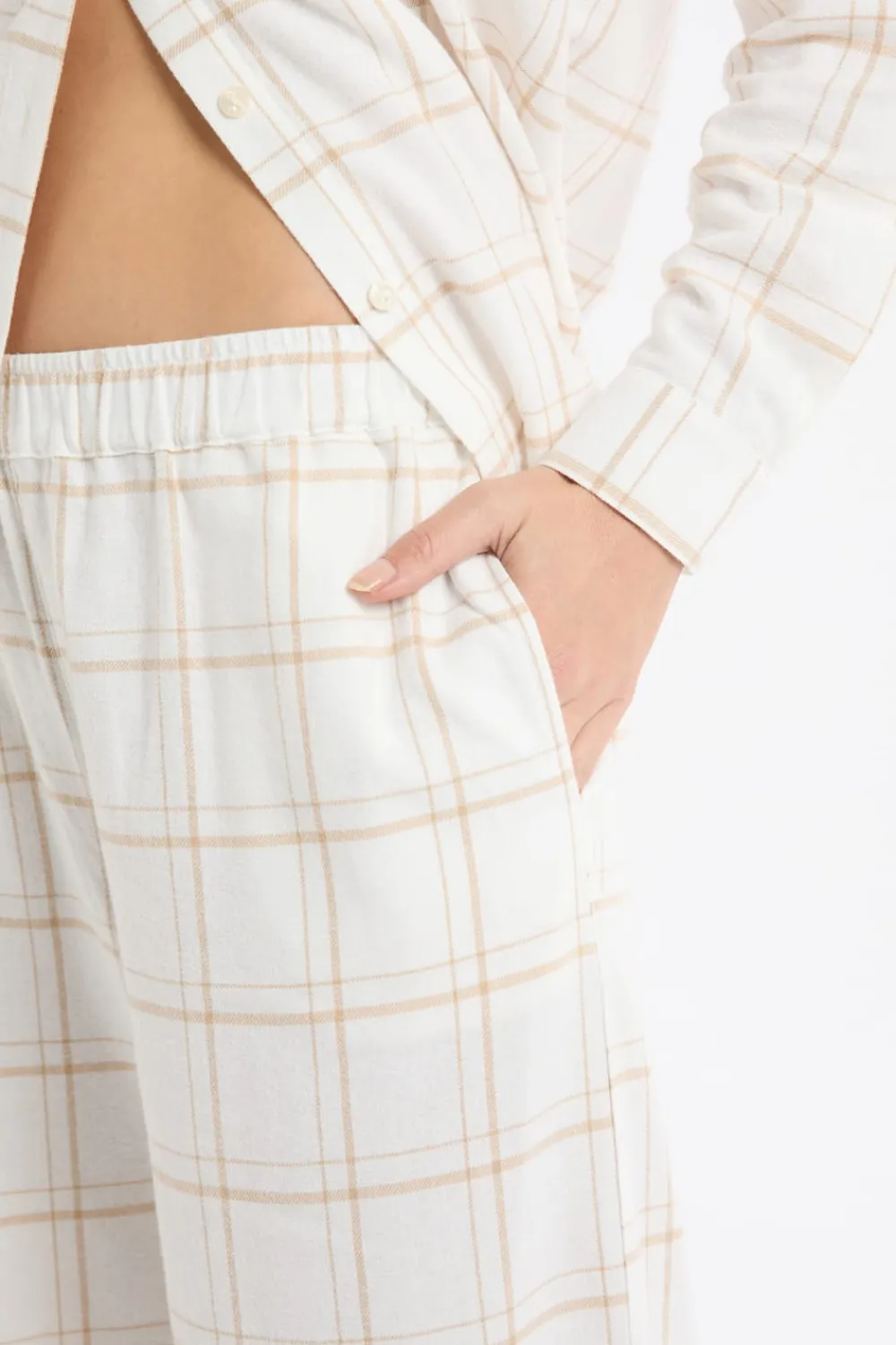 Hot ETAM Pantalón de pijama a cuadros de algodón BEIGE