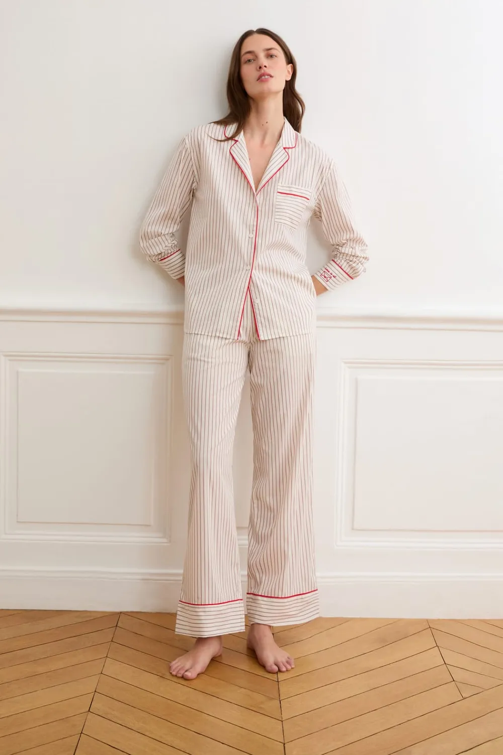 Hot ETAM Pantalón de pijama a rayas con algodón CRUDO