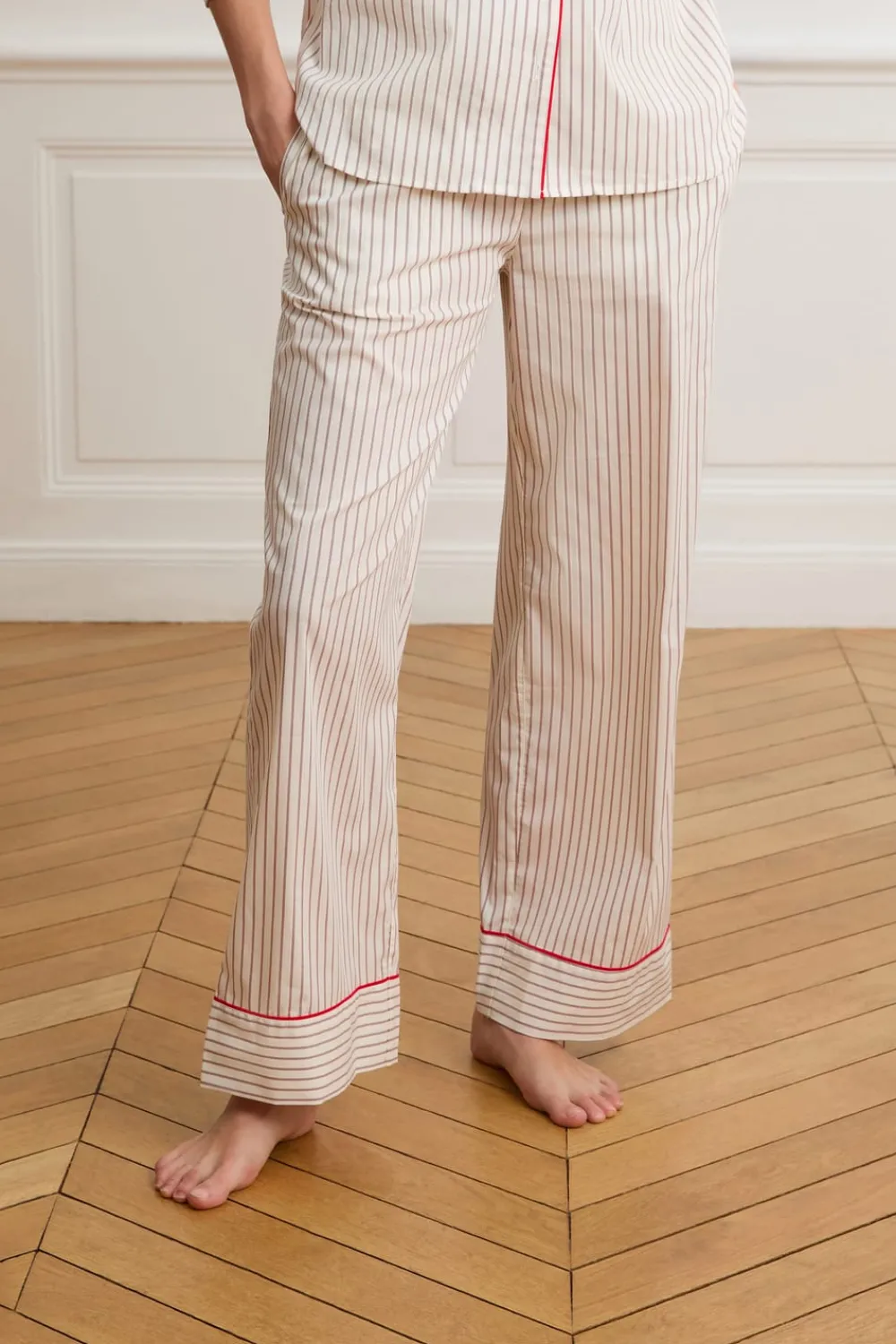 Hot ETAM Pantalón de pijama a rayas con algodón CRUDO