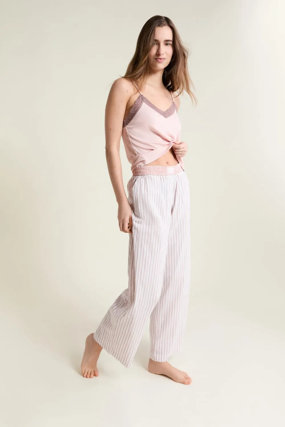 Online ETAM Pantalón de pijama a rayas con algodón ROSA
