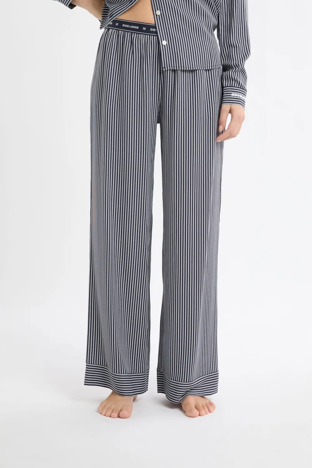 New ETAM Pantalón de pijama a rayas con cintura elástica marino
