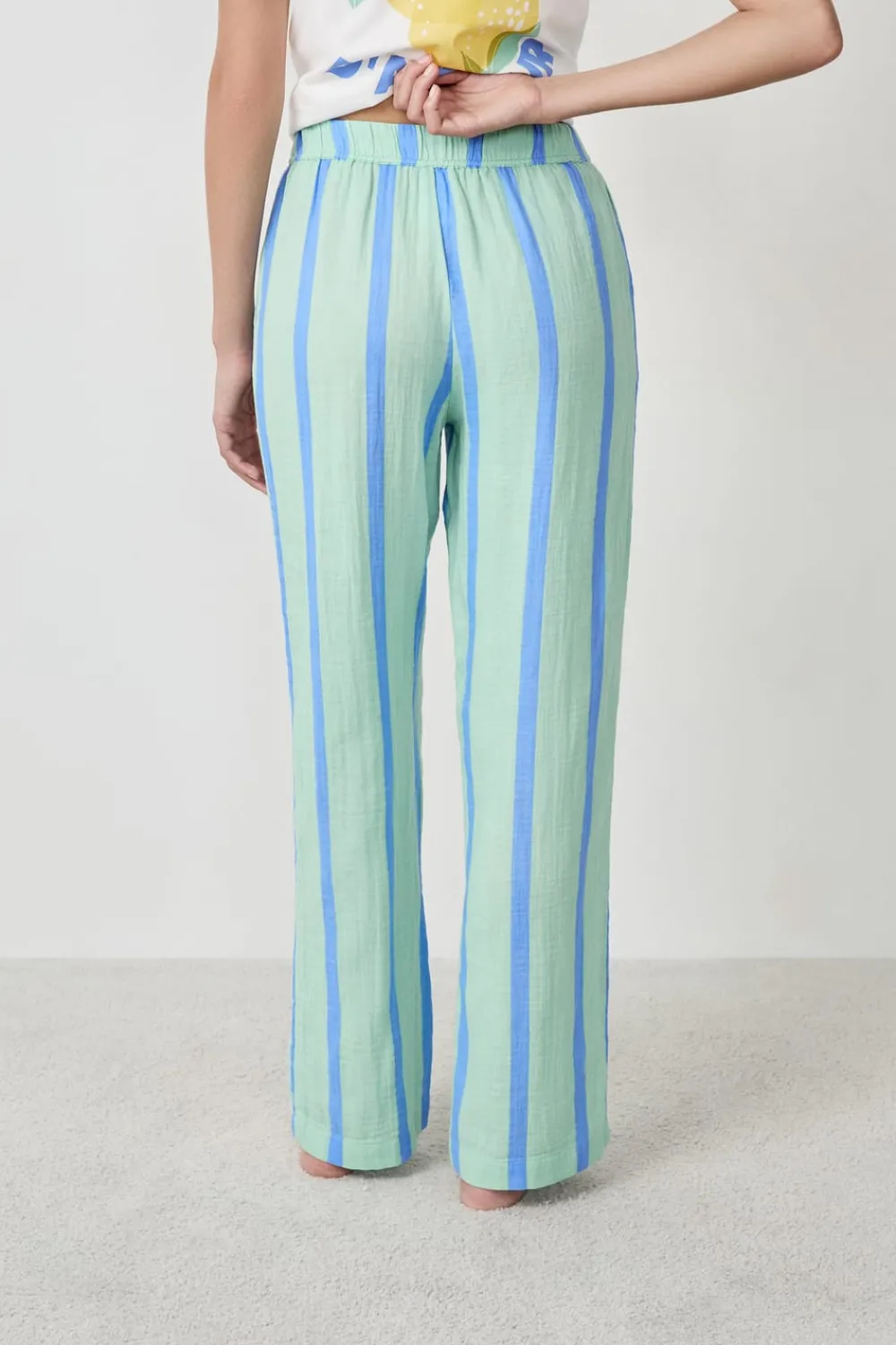 New ETAM Pantalón de pijama a rayas VERDE CLARO