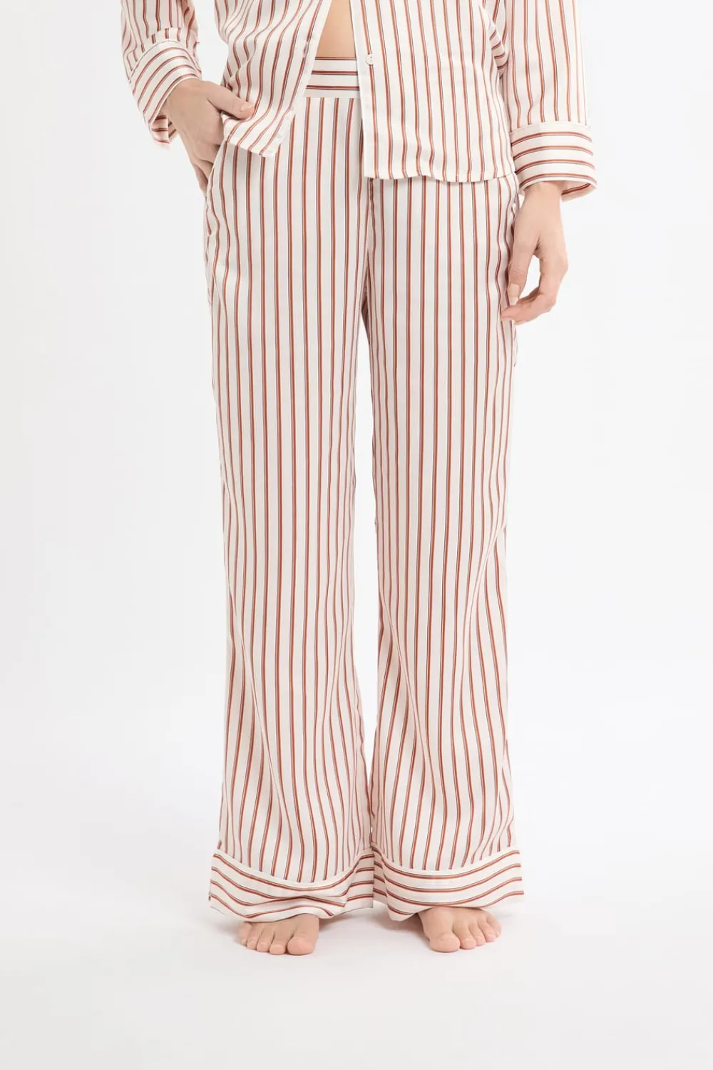Clearance ETAM Pantalón de pijama a rayas de satén IMP FD CRUDO