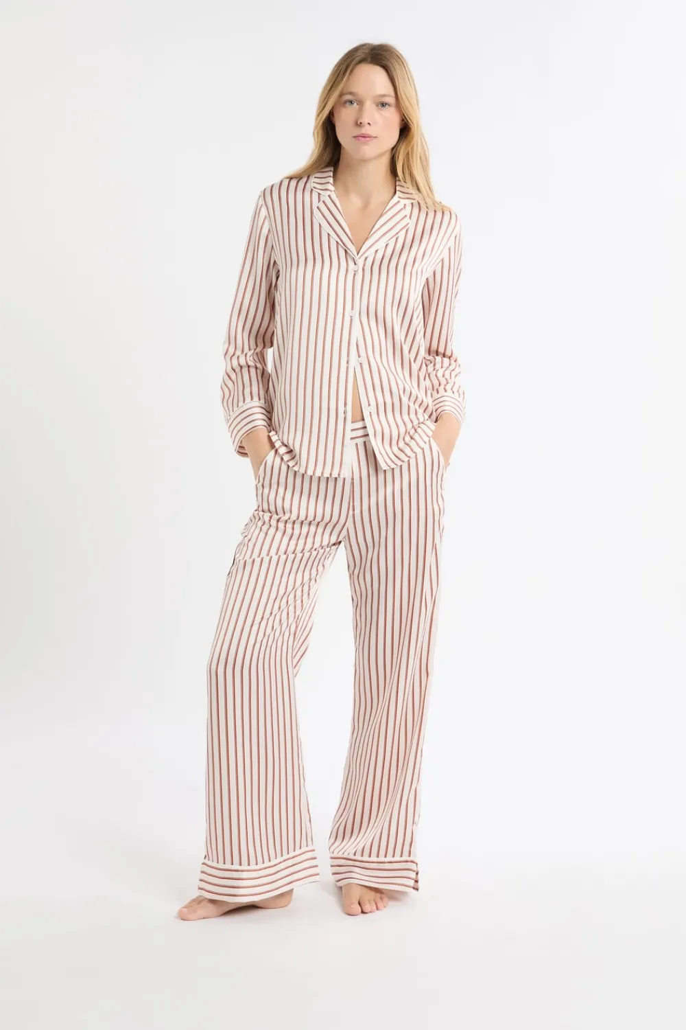 Clearance ETAM Pantalón de pijama a rayas de satén IMP FD CRUDO