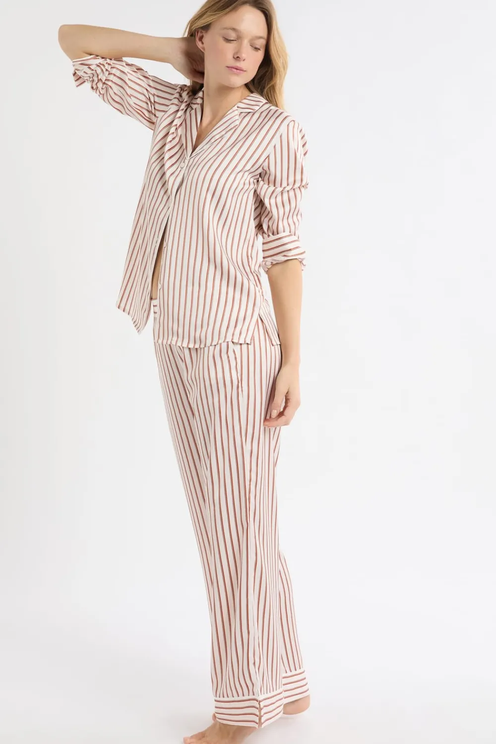 Clearance ETAM Pantalón de pijama a rayas de satén IMP FD CRUDO