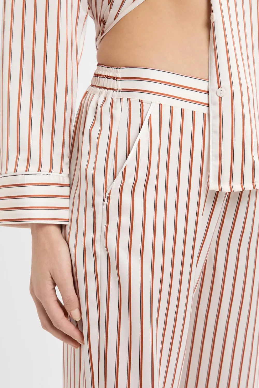 Clearance ETAM Pantalón de pijama a rayas de satén IMP FD CRUDO