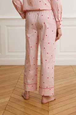 Hot ETAM Pantalón de pijama a rayas y corazones de algodón IMP FD BLANCO