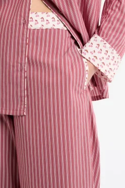 Clearance ETAM Pantalón de pijama a rayas con algodón ROSA EMPOLVADO