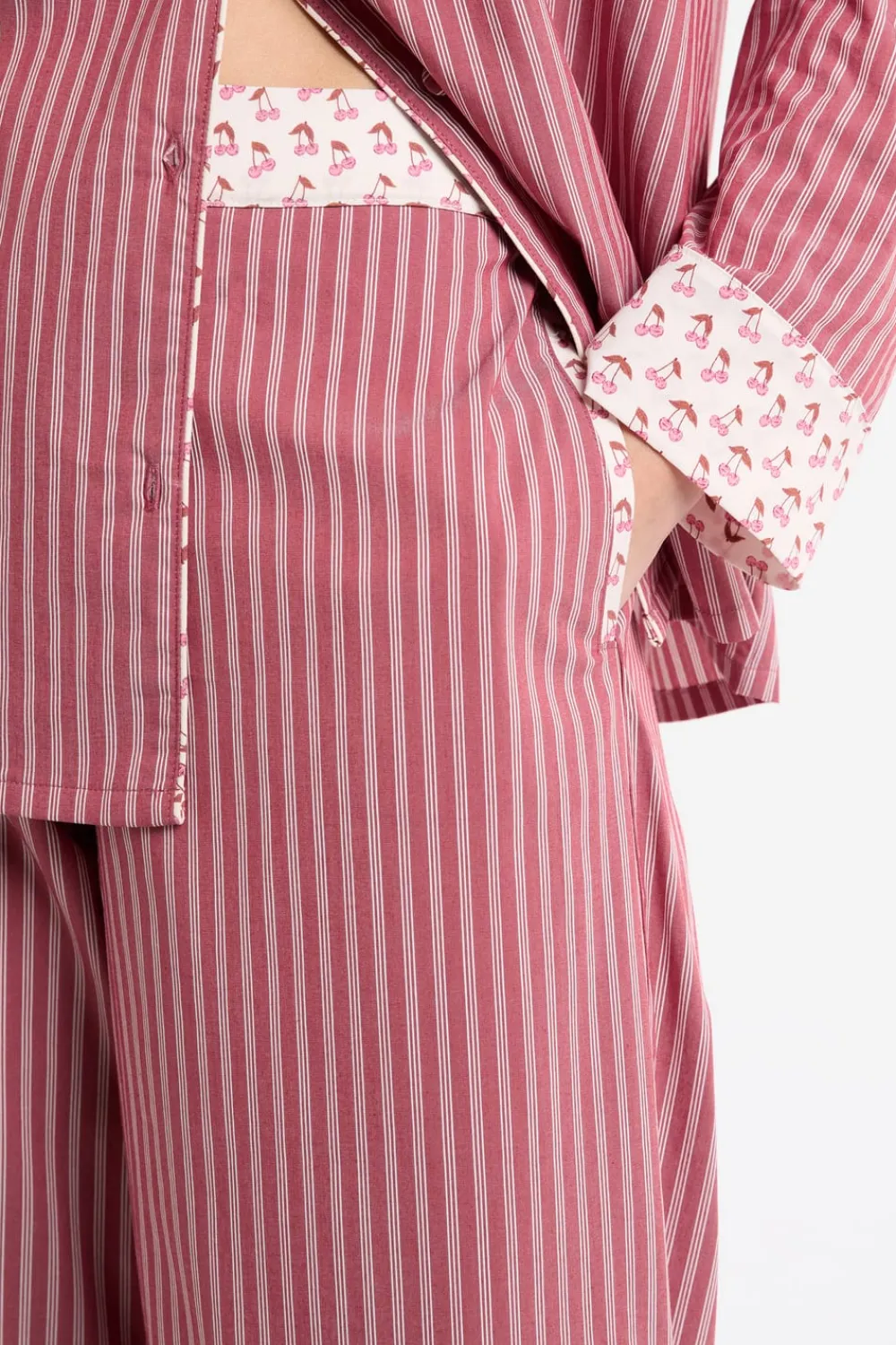 Clearance ETAM Pantalón de pijama a rayas con algodón ROSA EMPOLVADO