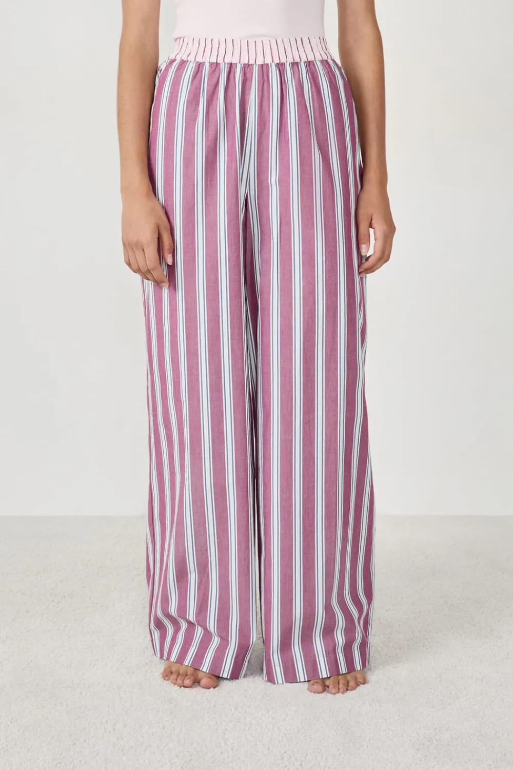 Hot ETAM Pantalón de pijama a rayas BURDEOS GRANATE