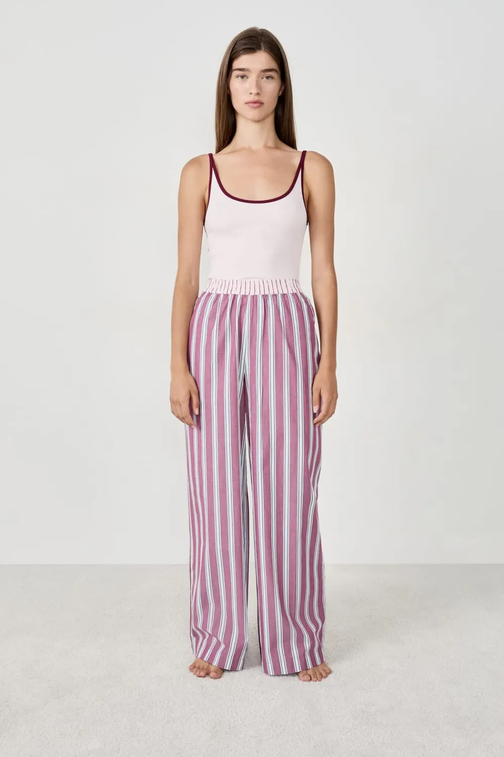 Hot ETAM Pantalón de pijama a rayas BURDEOS GRANATE