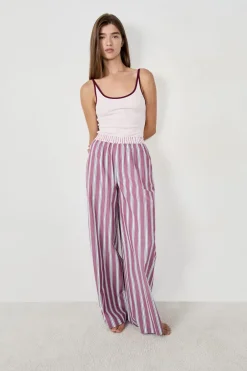 Hot ETAM Pantalón de pijama a rayas BURDEOS GRANATE