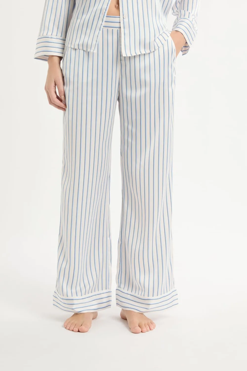 Sale ETAM Pantalón de pijama a rayas de satén IMP FD marino