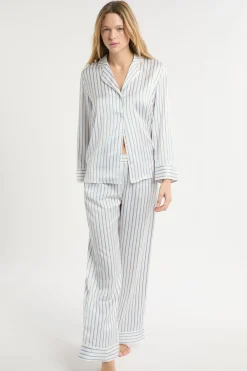 Sale ETAM Pantalón de pijama a rayas de satén IMP FD marino