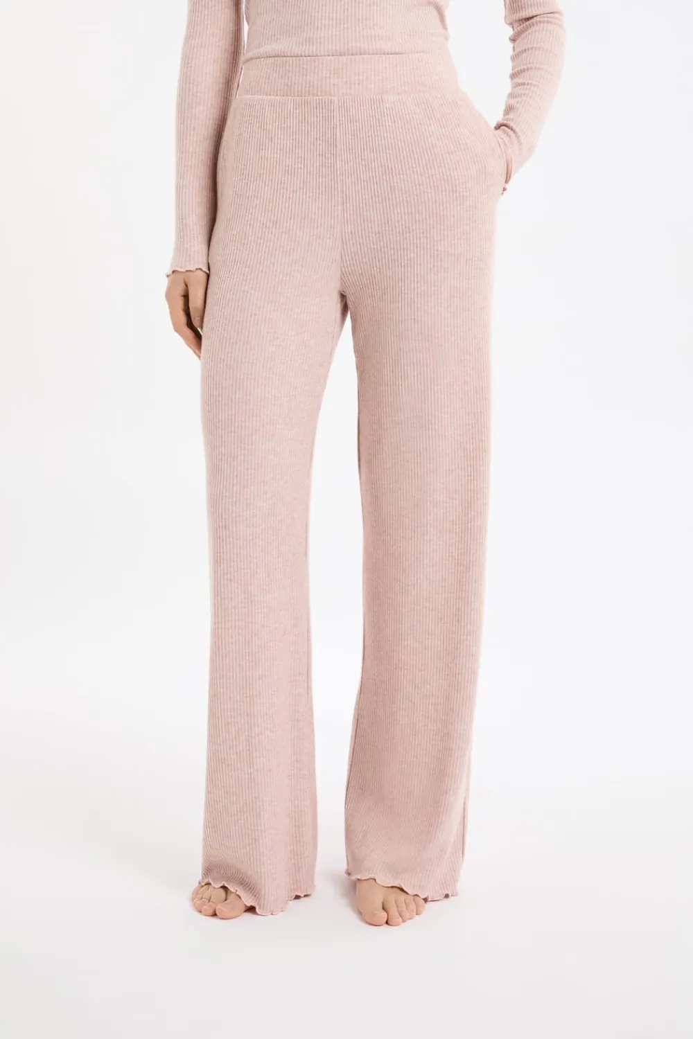 Outlet ETAM Pantalón de pijama acanalado ROSA EMPOLVADO
