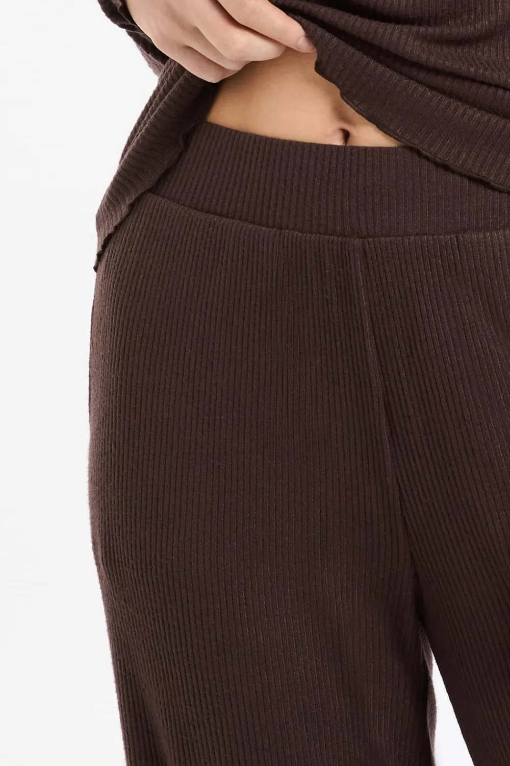 Hot ETAM Pantalón de pijama acanalado CHOCOLATE