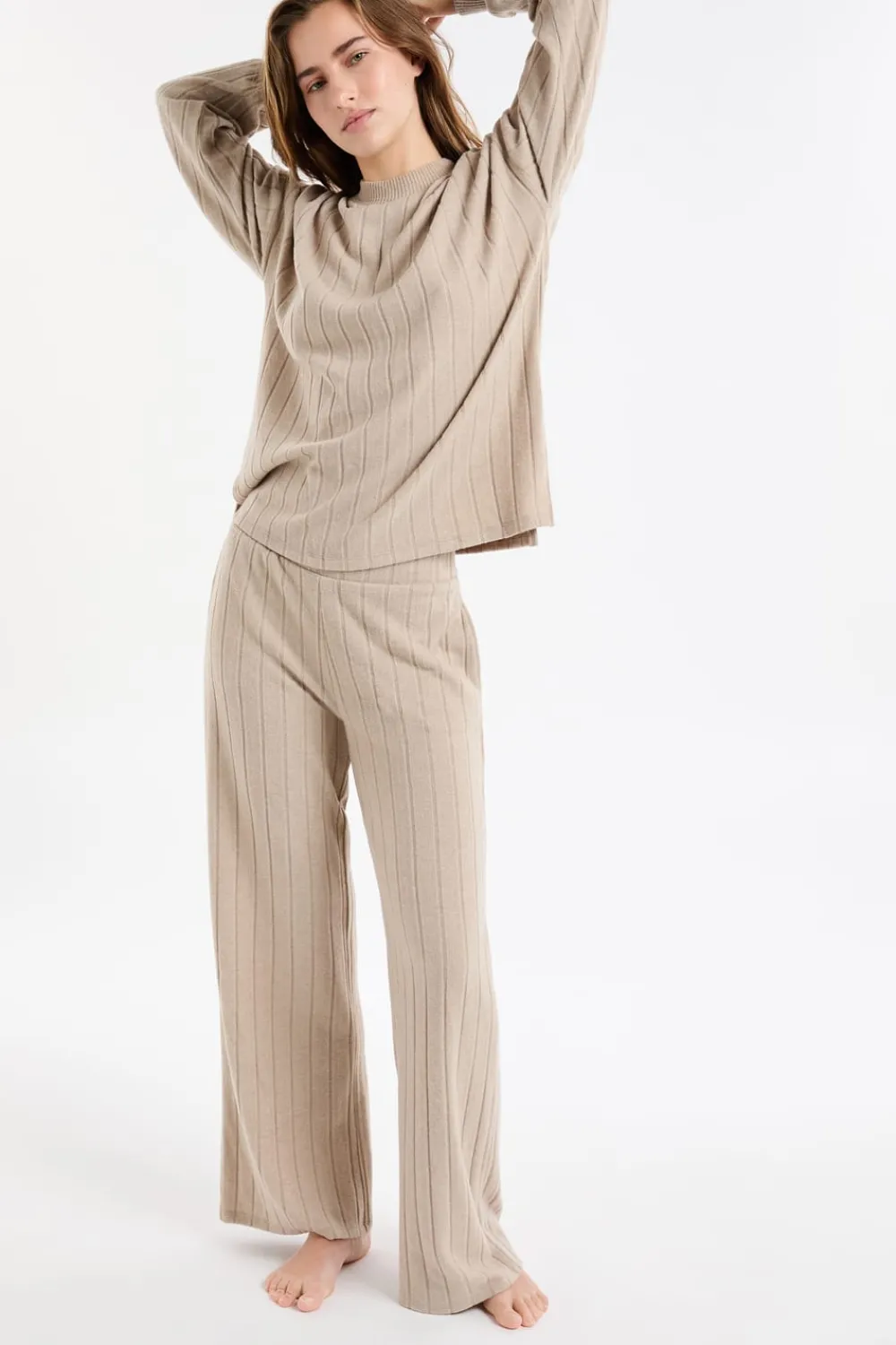 Discount ETAM Pantalón de pijama ancho TAUPE