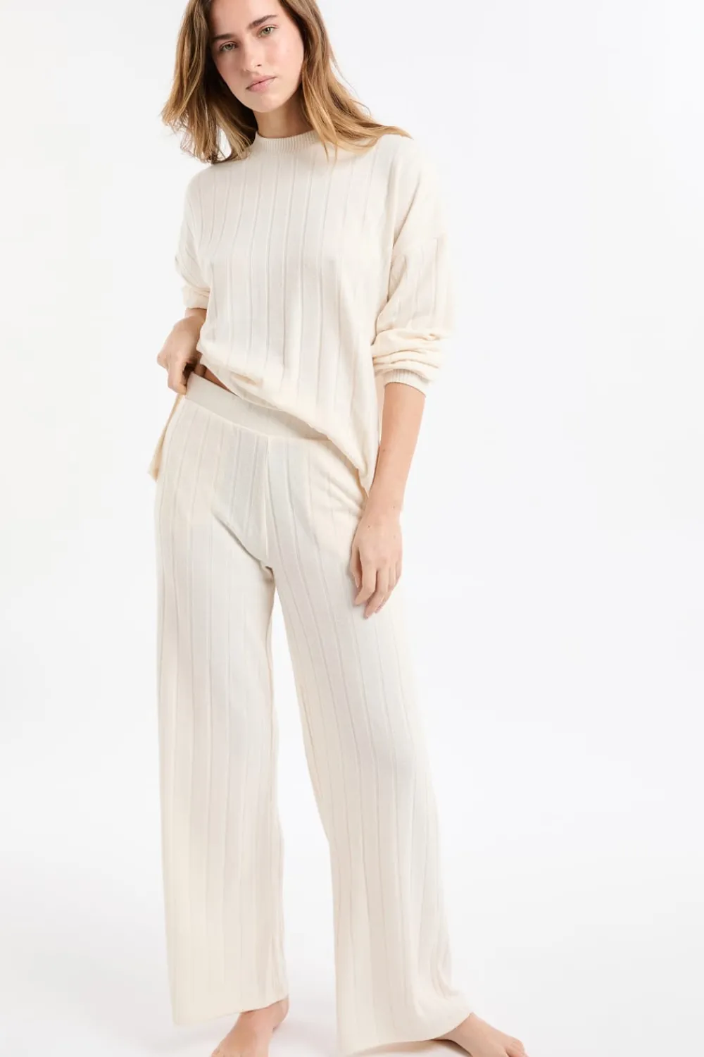 Best ETAM Pantalón de pijama ancho crudo