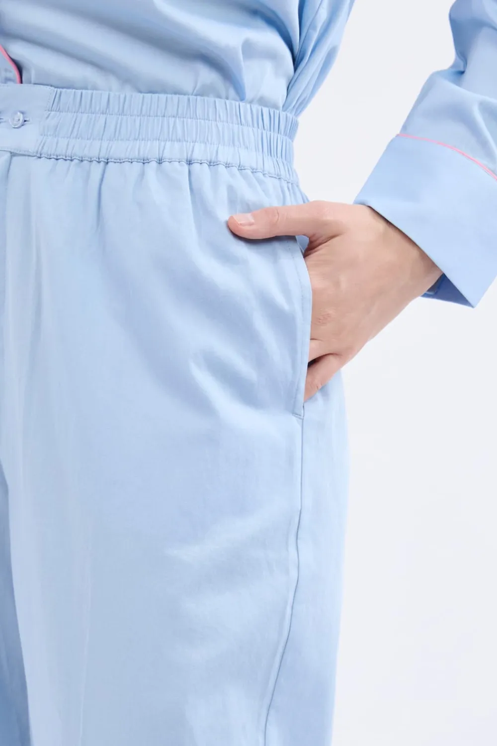 Sale ETAM Pantalón de pijama ancho de algodón AZUL CLARO