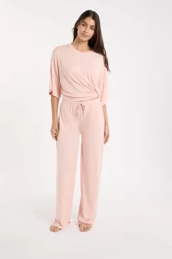 Sale ETAM Pantalón de pijama ancho de modal ROSA EMPOLVADO