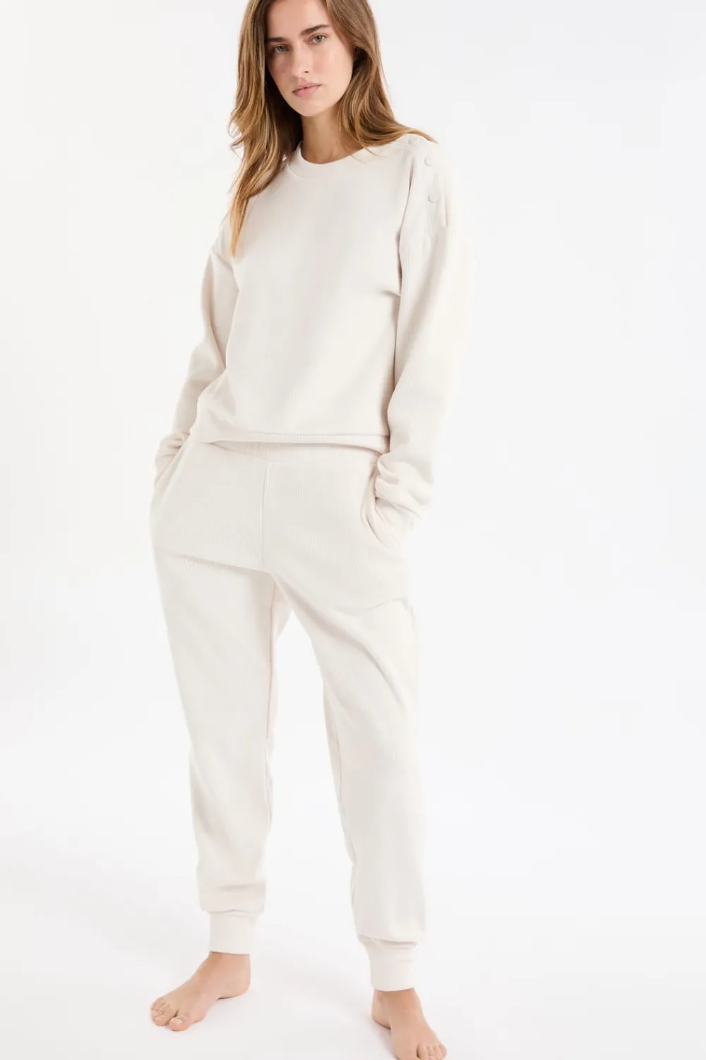 Online ETAM Pantalón de pijama con cintura elástica crudo