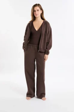Hot ETAM Pantalón de pijama con cintura elástica y algodón CHOCOLATE