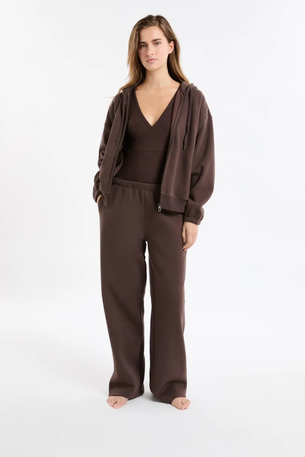 Hot ETAM Pantalón de pijama con cintura elástica y algodón CHOCOLATE