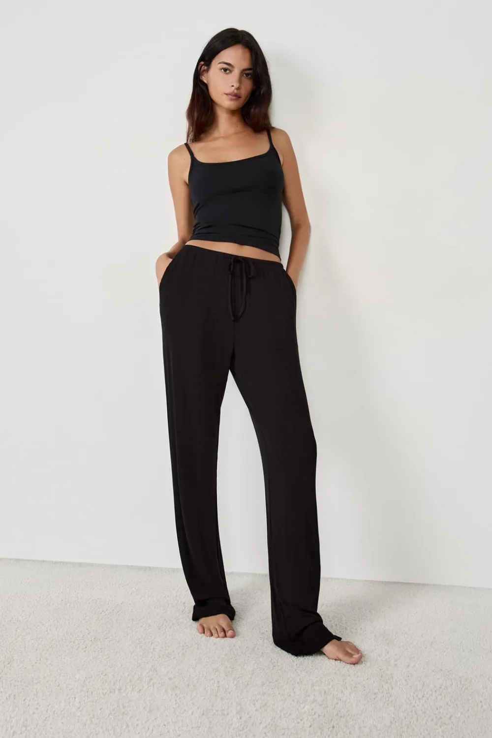 Discount ETAM Pantalón de pijama con cordón NEGRO